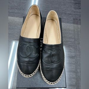 Chanel Black Lambskin Espadrilles